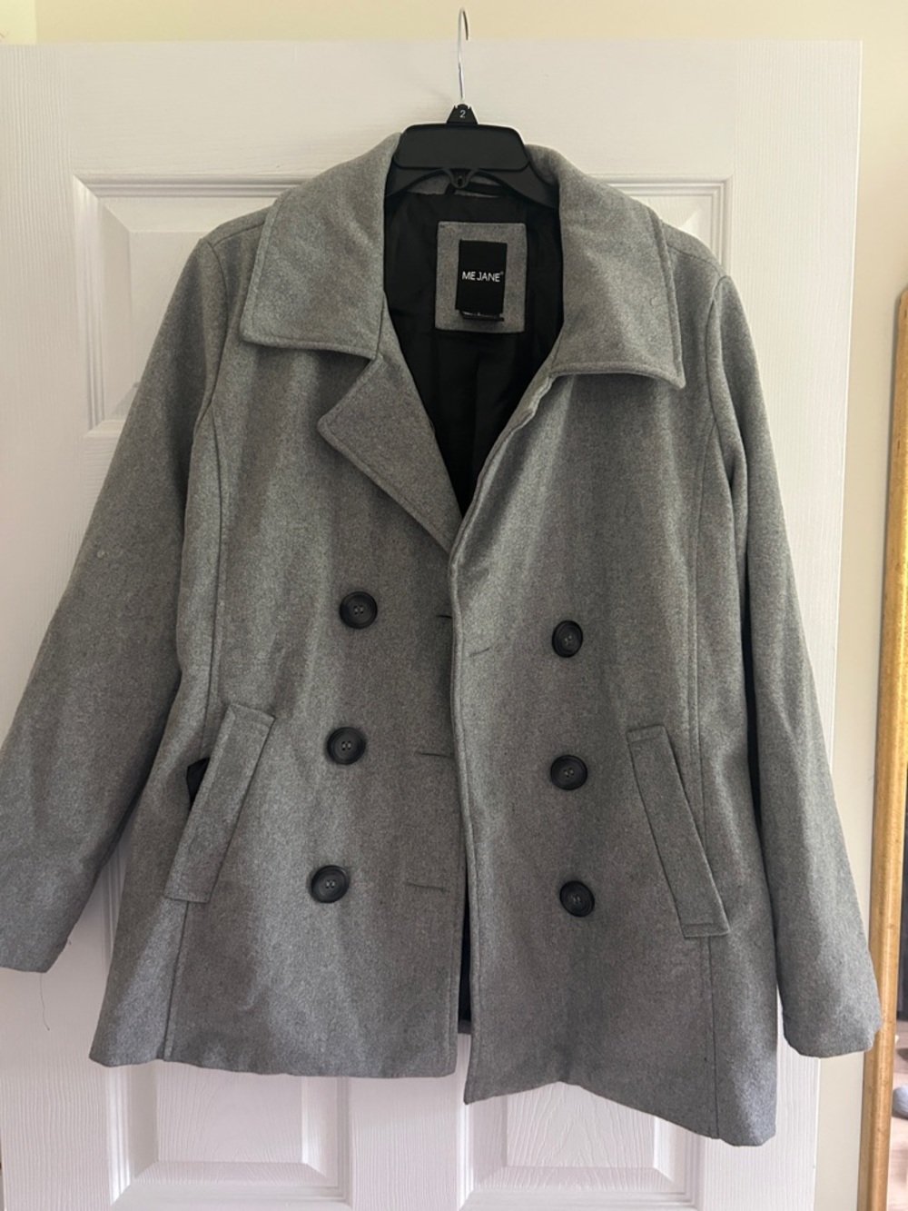 Me Jane Double-Breasted Grey Pea Coat